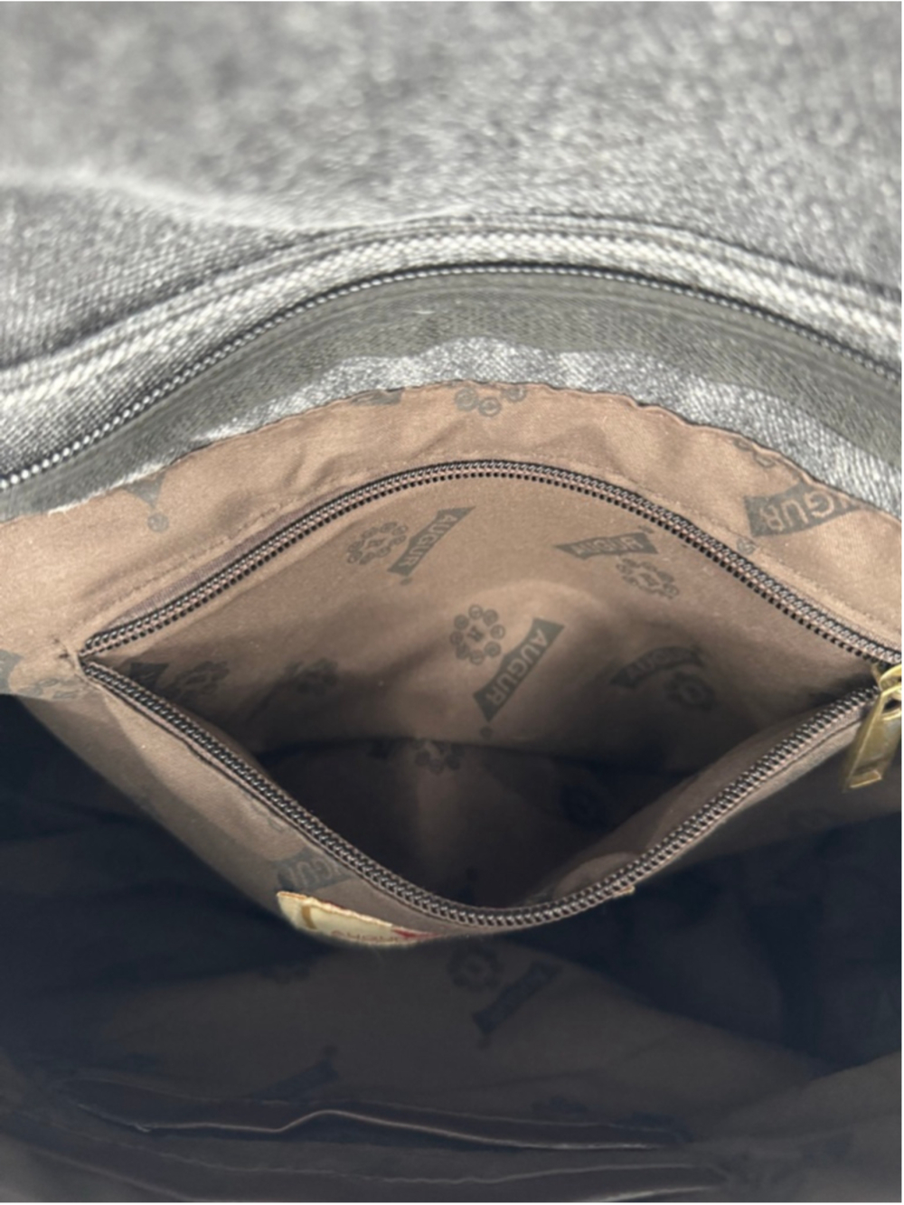 Augur Strauss & Co Gray Messenger Bag One Size with Brown Accents - Picture 6 of 14